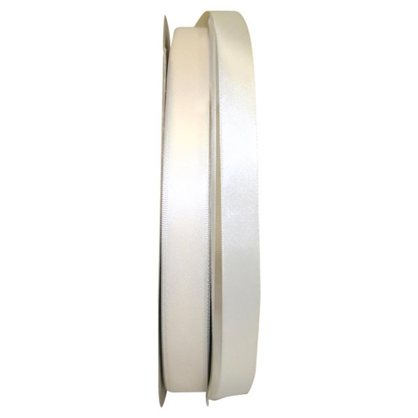 Reliant Ribbon 0.625 in. 100 Yards Double Face Satin Ribbon, Antique White 4950-389-03C